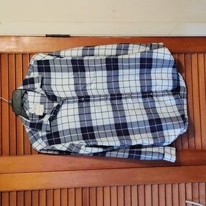 American Eagle woman size medium blue plaid boyfriend fit shirt